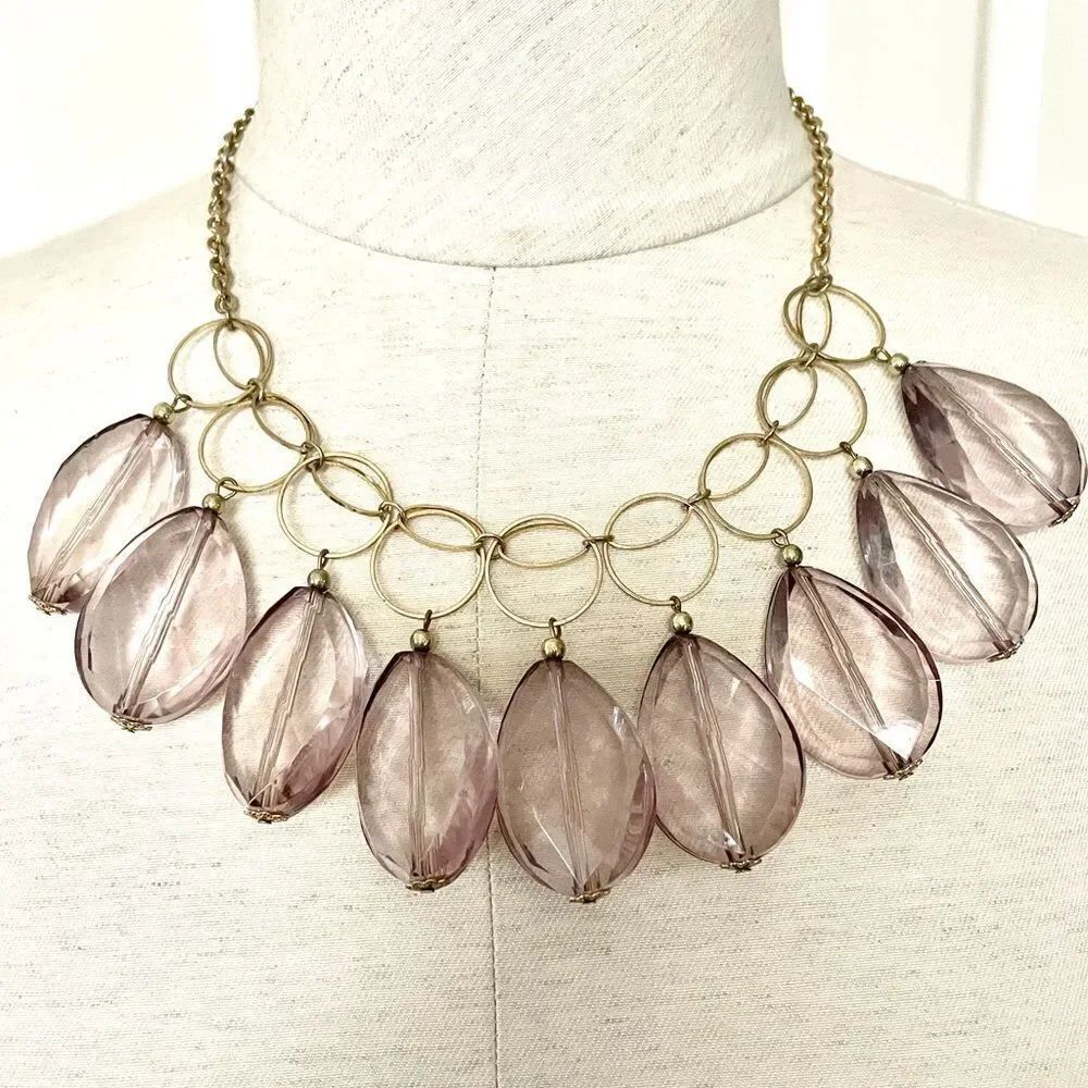 Gold tone large bead statement necklace